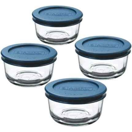 Glass Meal Prep Containers – 1-Cup, Round, Set of 4