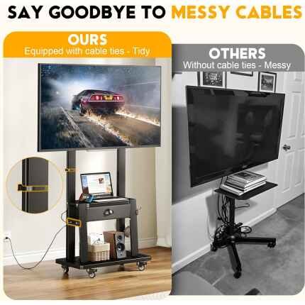 Rolling TV Stand with Power Outlet,TV Cart with Drawer for 23-75 inch